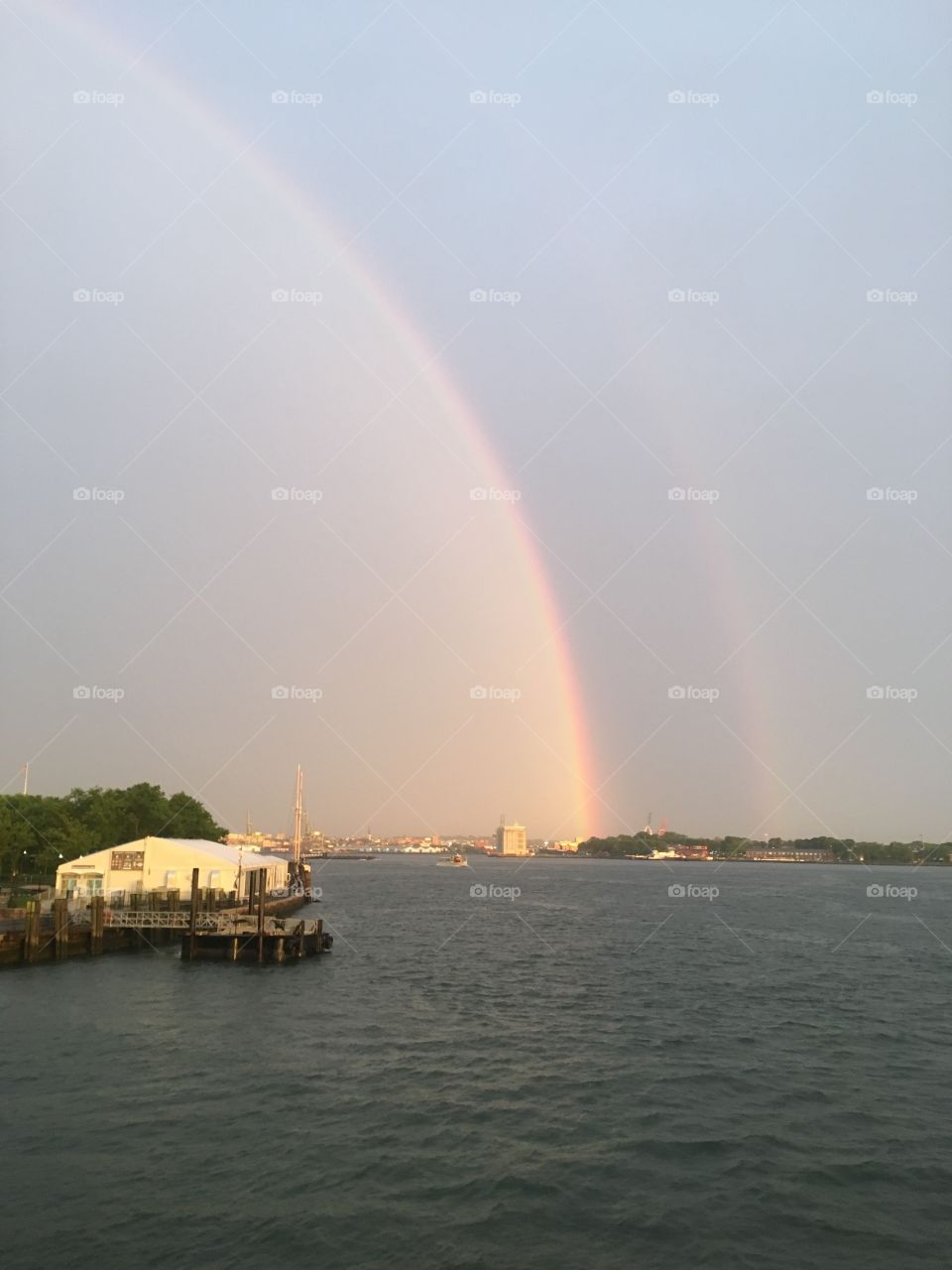 Double rainbow in Battery Park, New York 