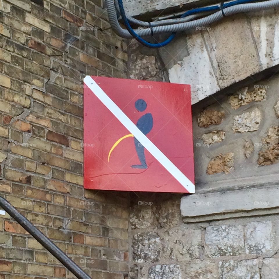 Sign along La Seine river in France - Don’t Pee in the River 