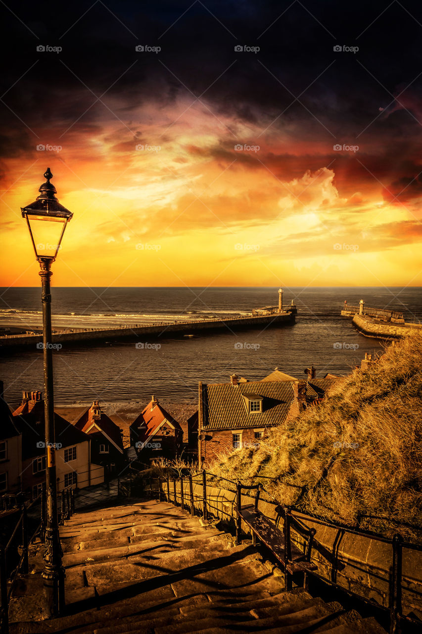 The famous 199 steps of Whitby. Be sure not to loose count, or you will have to start again.