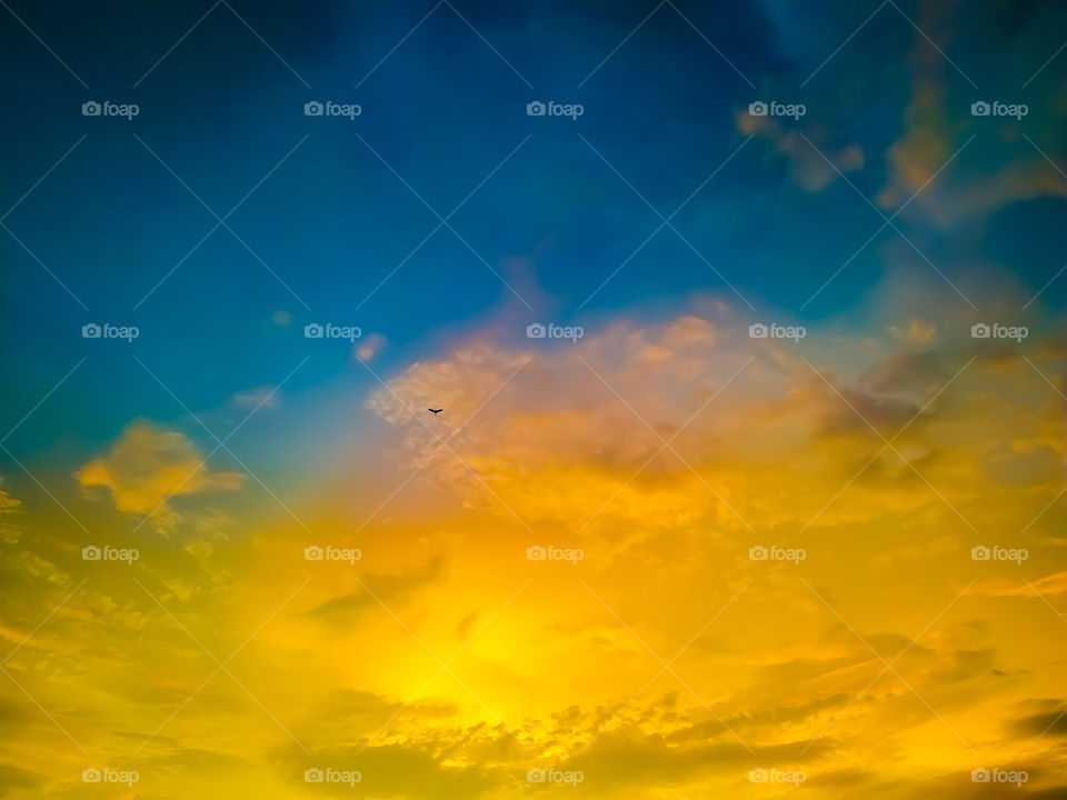 Low angel view of dramatic sky during sunset