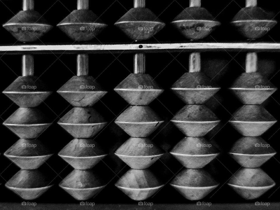 Abacus close up top view black and white view on top