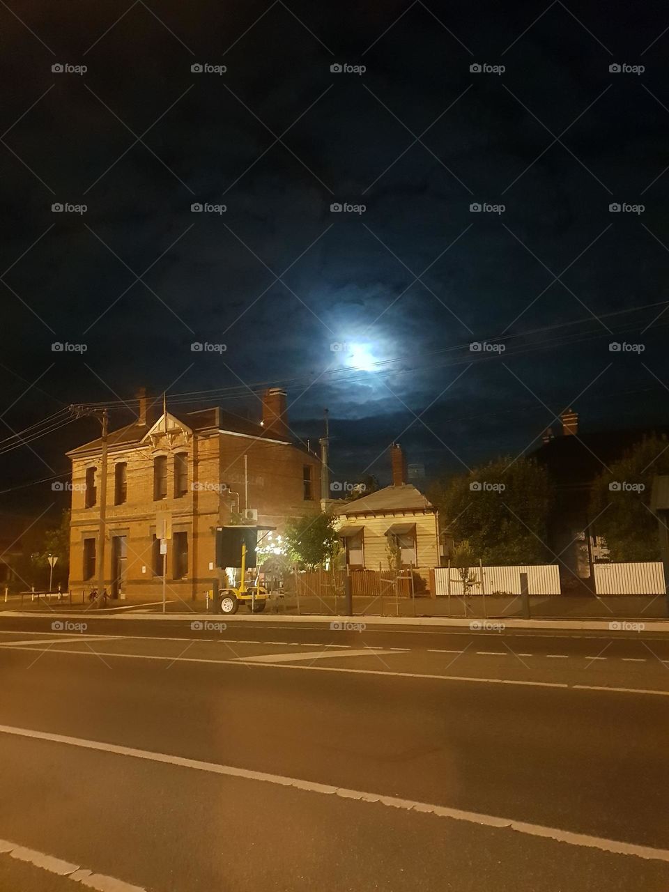 Gold rush town at midnight