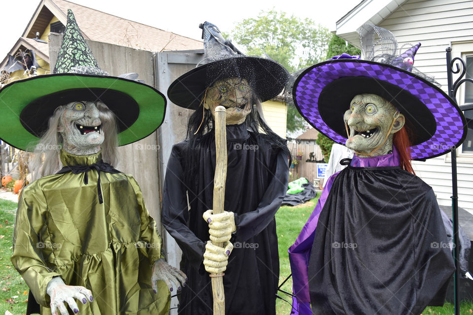 Witches with broomsticks