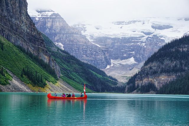 Lake Louise … must revisit and have a ride in this red canoe 