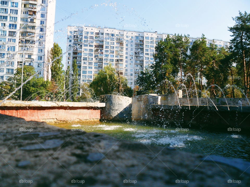 old city fountain in the park