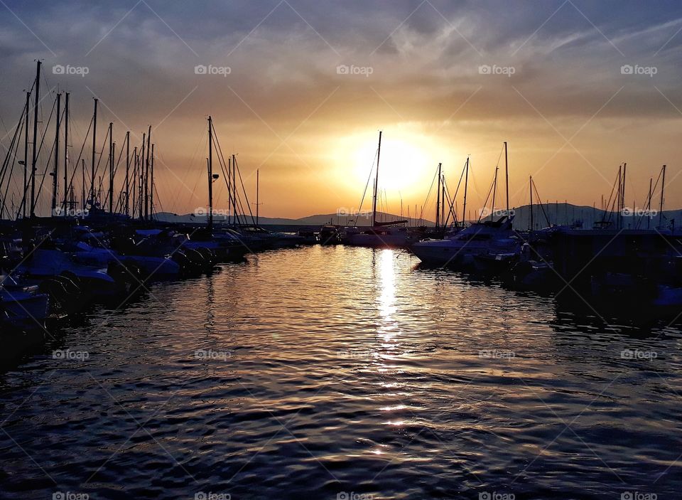 Sunset at the marina. Alghero Sardinia,Italy