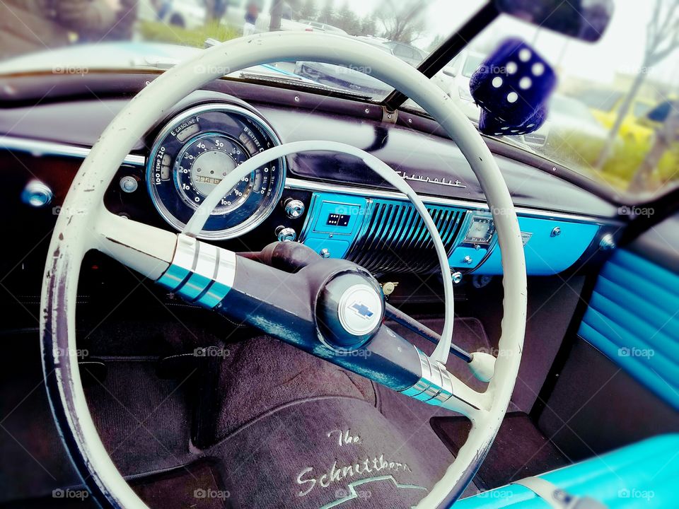 car classic interior blue