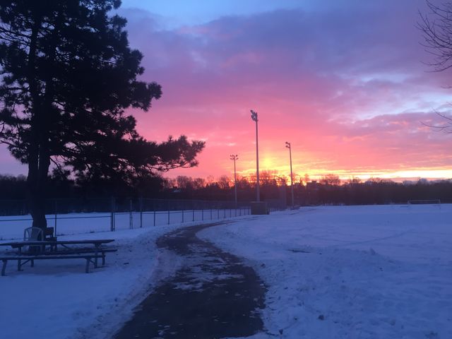 Beautiful sky during a very cold winter day 