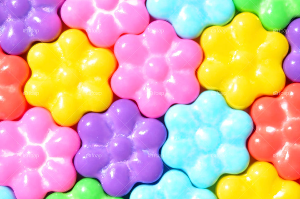 Foap mission Sugar: Flower shaped hard candies make a interesting pattern. 