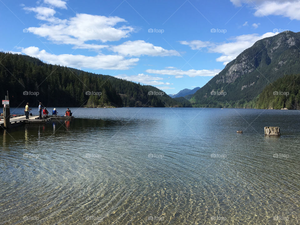 Fishing off the dock at the lake