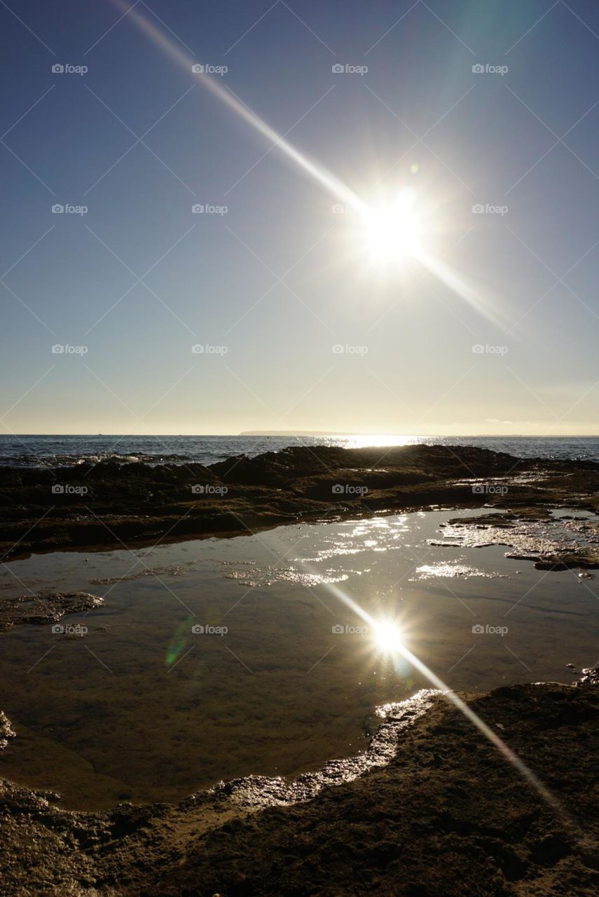 Sunset#sea#rocks#sky#nature#reflect