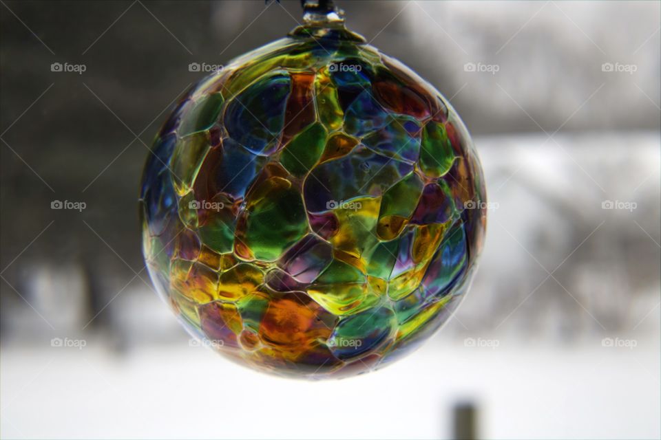 Large Blown Glass Multi-Colored Spirit Ball