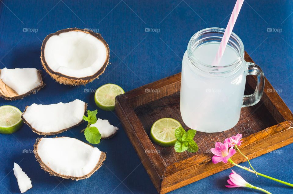 Fresh coconut lemonade.