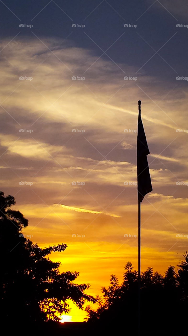U.S. Flag at dusk