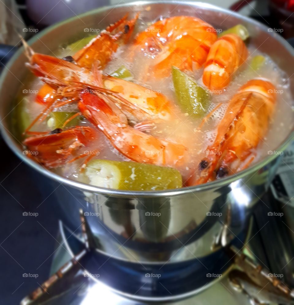 Cooking my favorite shrimp stew!