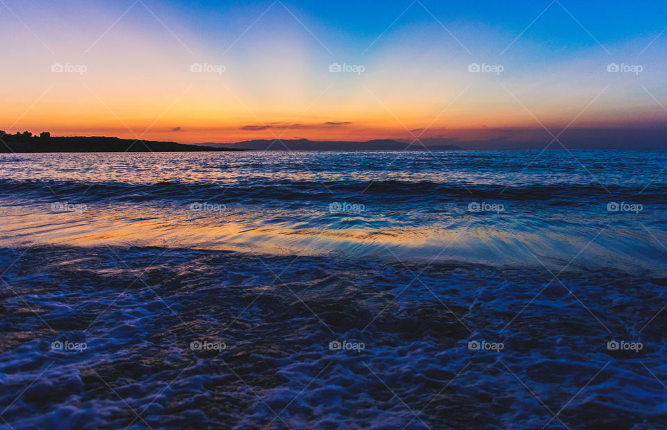 The perfect combination of the blue hour, a sunset and the sea