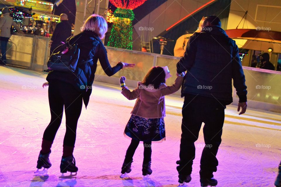 Family ice skating 