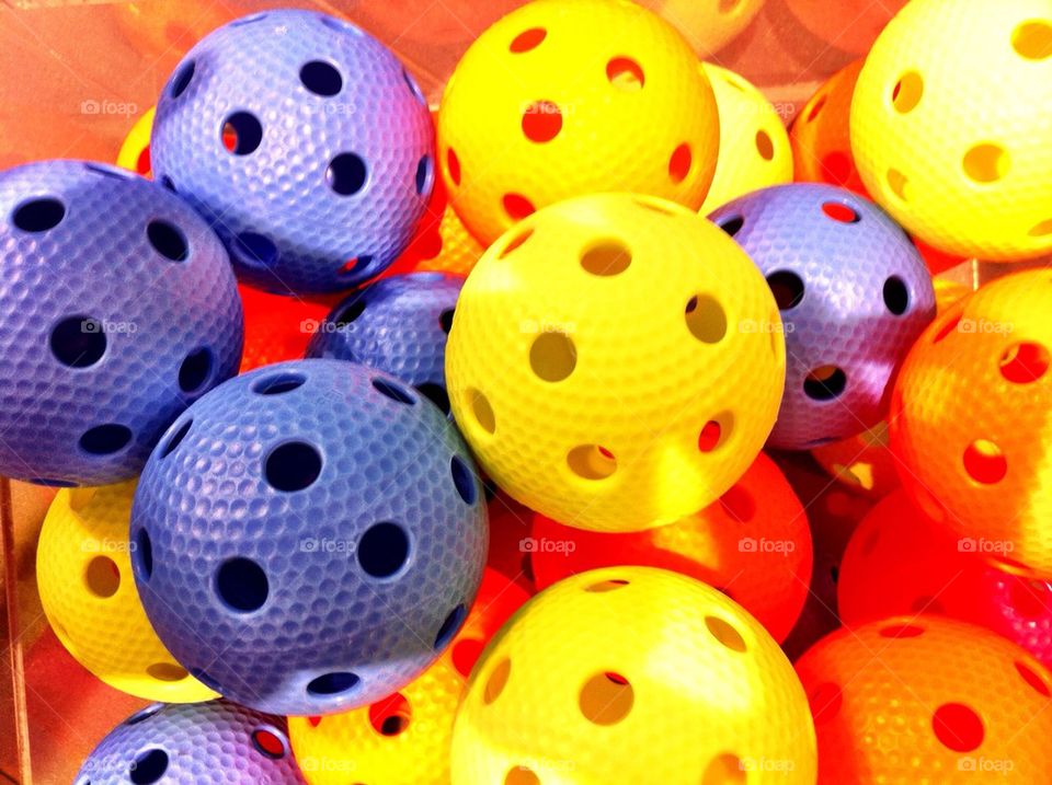 Closeup of indoor bandy balls.