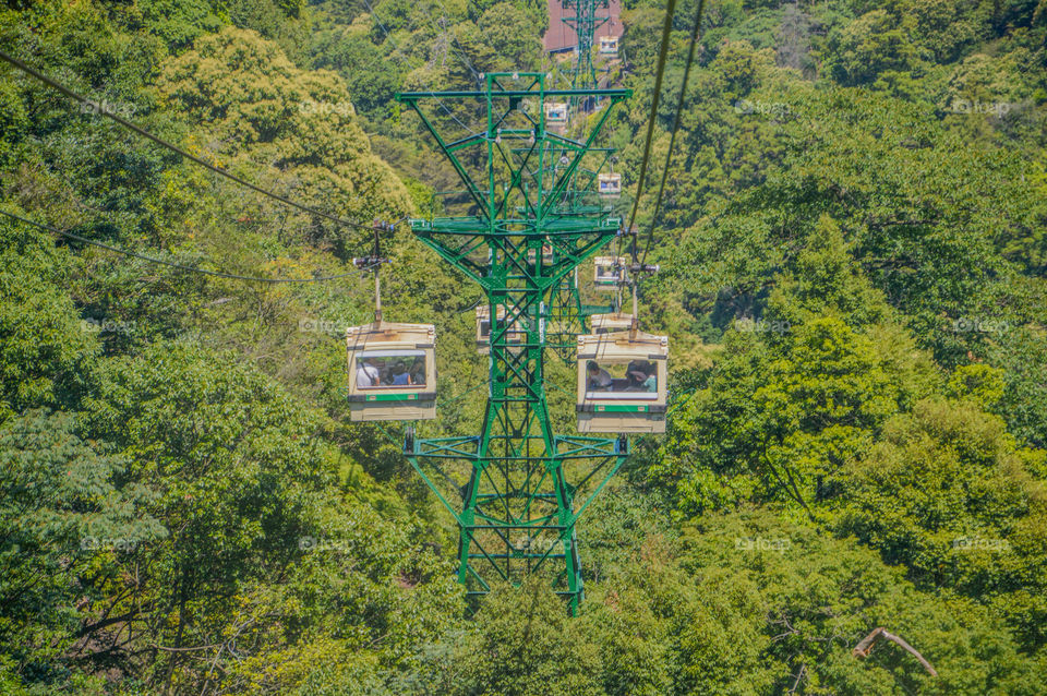 Ropeway Going Up To Mount Misen At Miyajima Island Japan