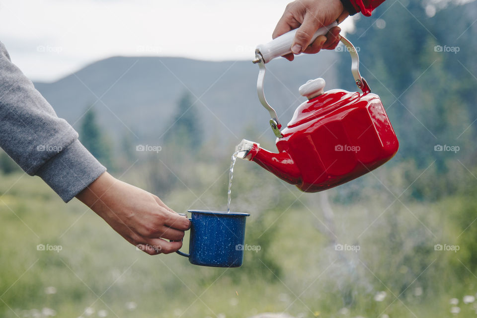 Drinking coffee