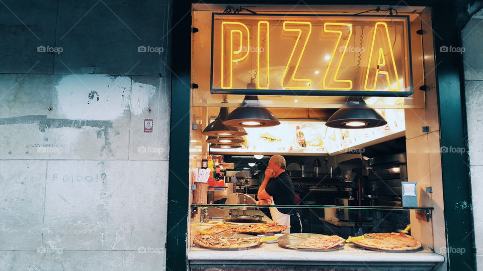 pizza window. pizza window in Italy