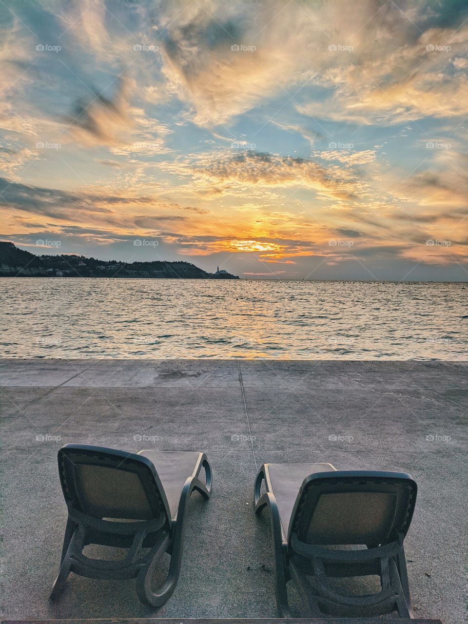 Wonderful sunset on the Adriatic Sea in Slovenia.