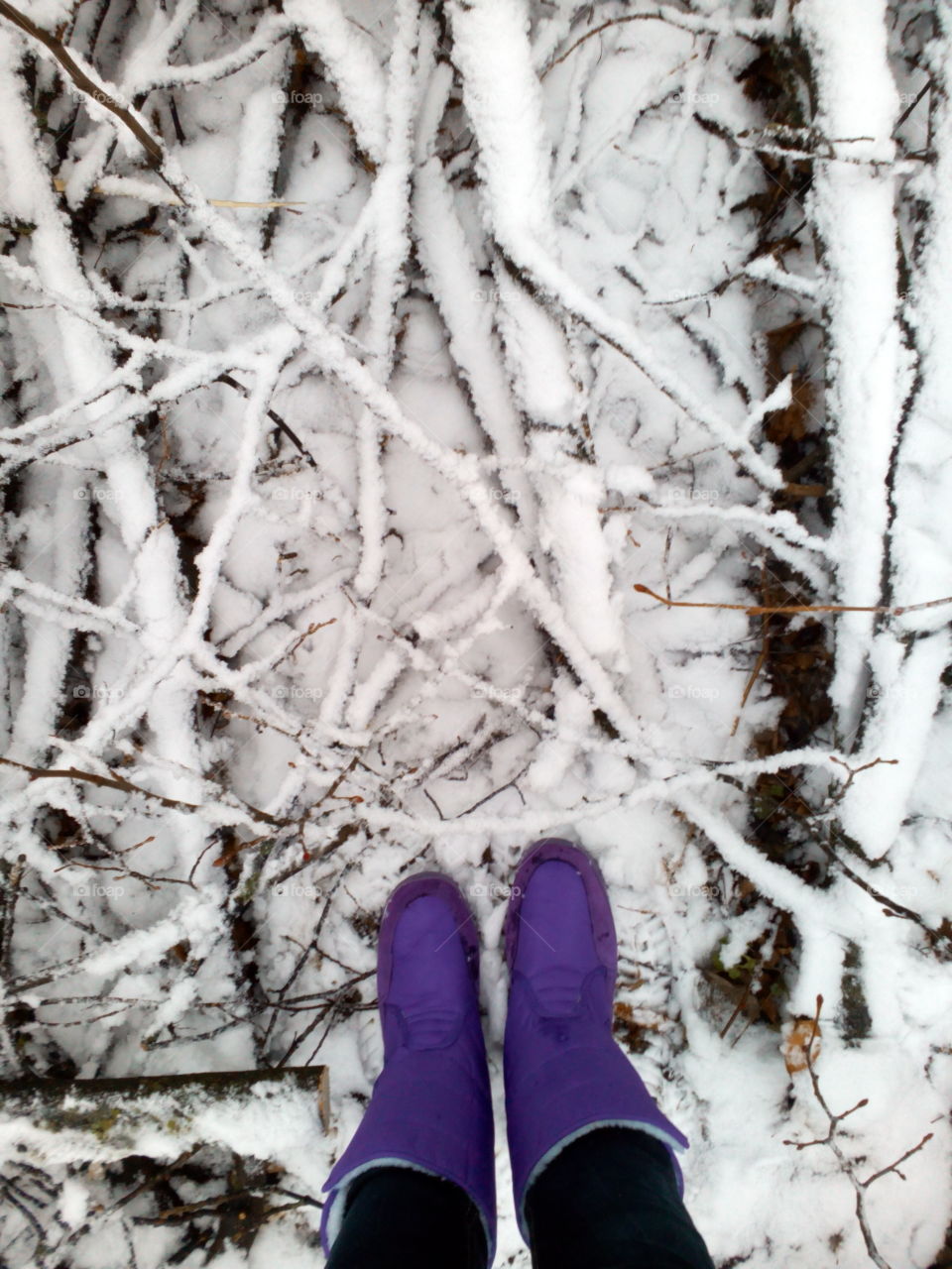 boots on a winter background