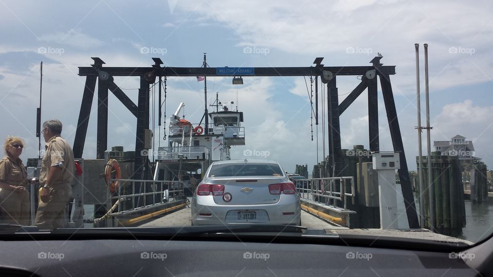 Riding onto the ferry!. Boarding the ferry to Ocracoke Island (OBX).
