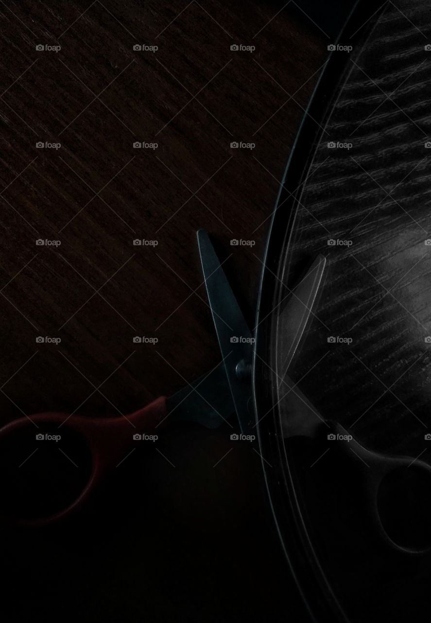 scissors and mirror.