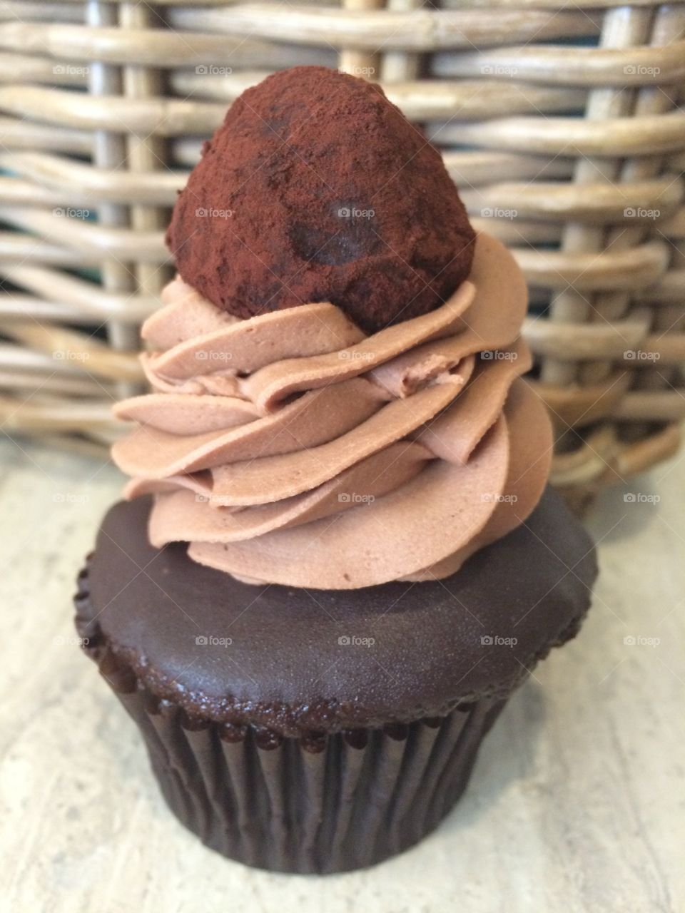 Dark Chocolate Saffron Truffle Cupcake 