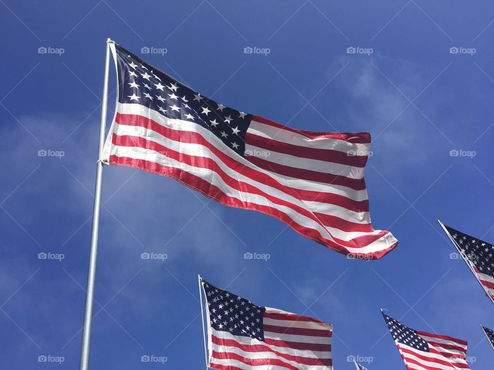 American flag waving in the wind