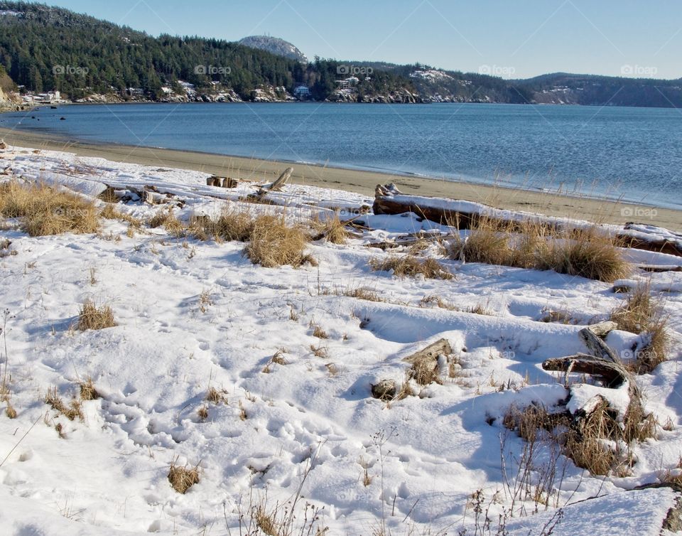 Snowy beach