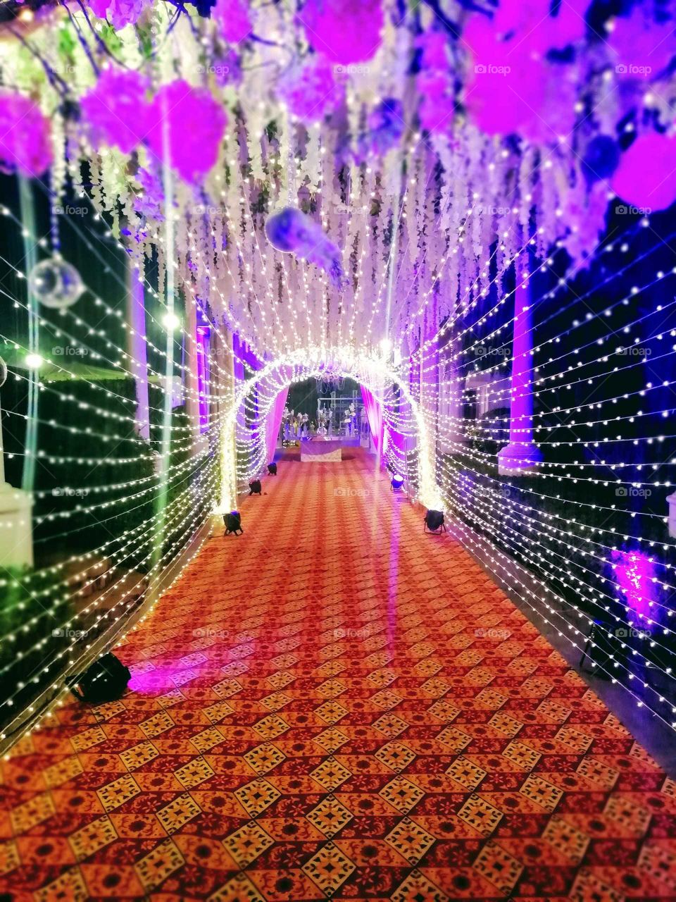 Passage decoration at wedding function at Farm House, Delhi