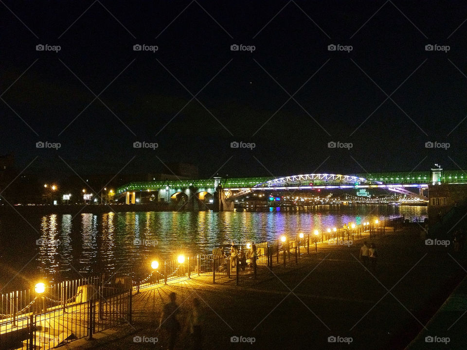 city night river lights by penguincody