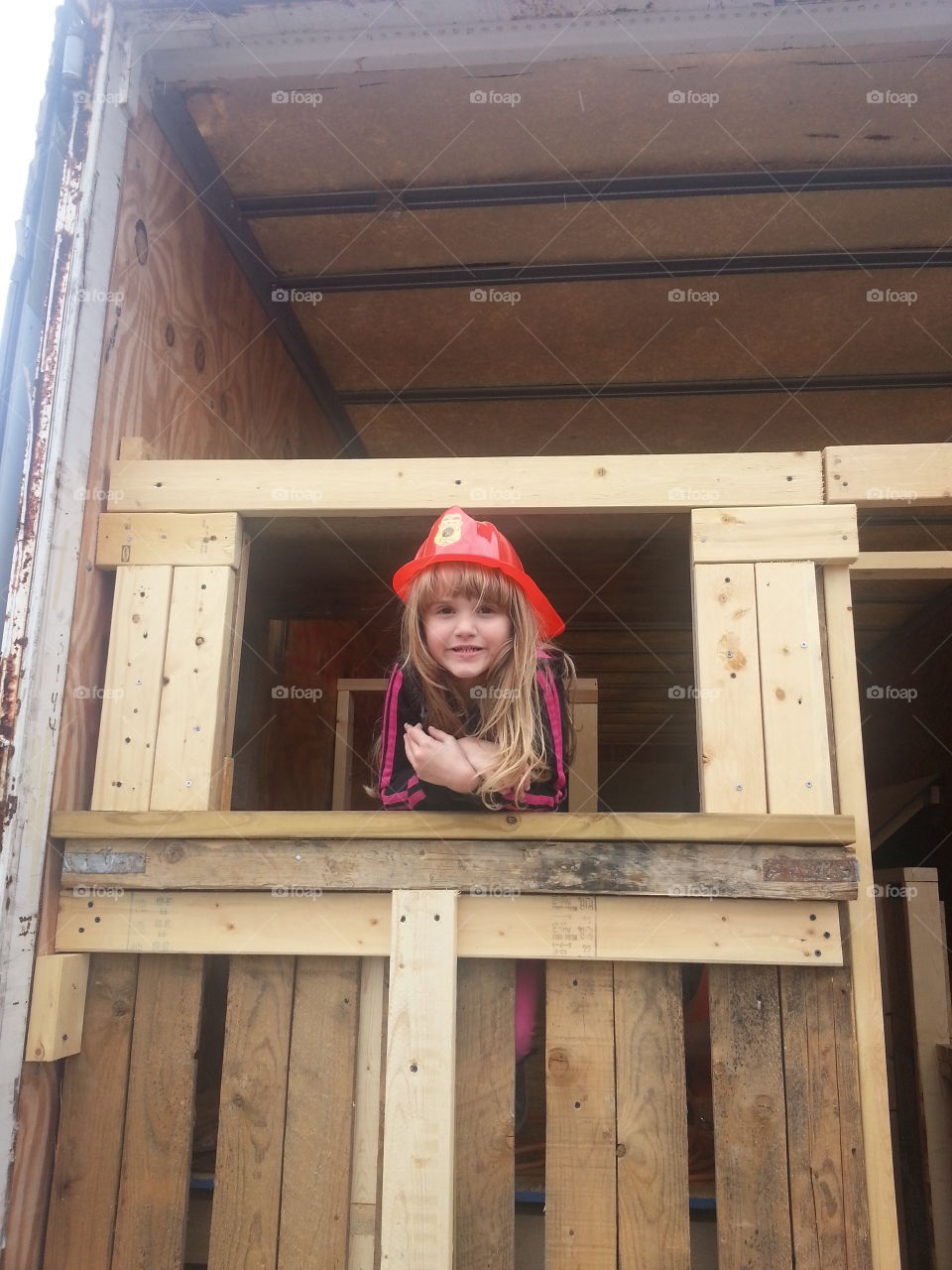 future fire fighter. My daughter in a local training area for fire fighters.  She wants to be a fire fighter just like her daddy. 