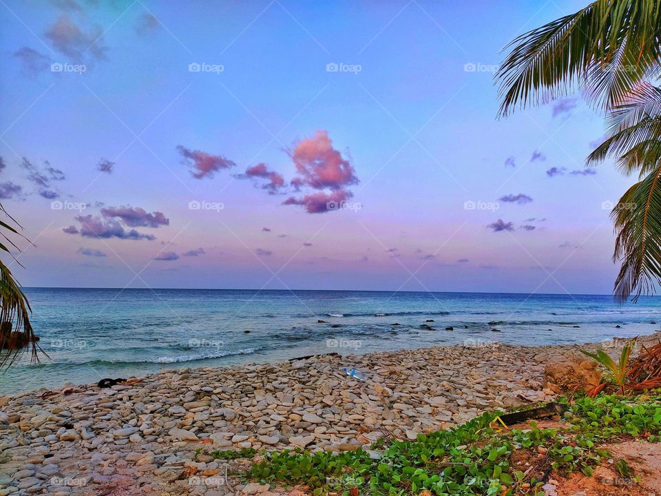 Beautiful sea beach in the evening in Maldives