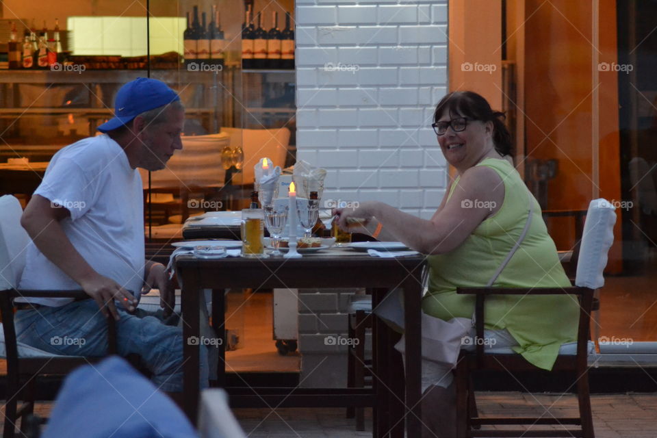 tourists in a restaurant