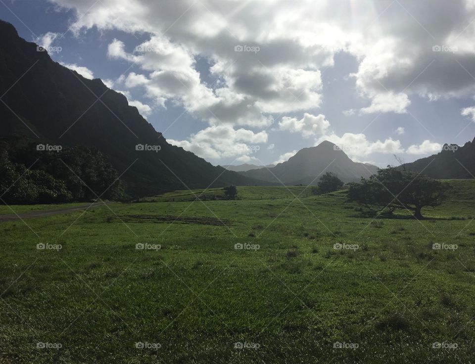 An amazing valley of paradise in Oahu Hawaii.  This is where they filmed Jurassic Park and Jumanji