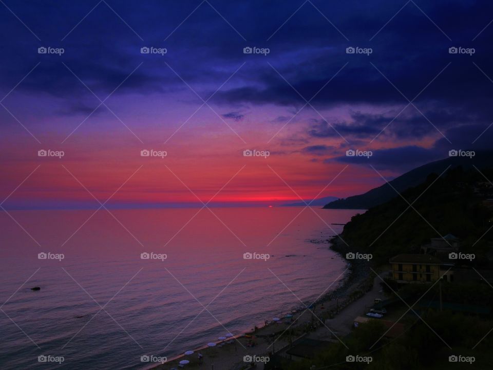 Sea of Cape D'Arena at sunset  (Palinuro - Italy ).