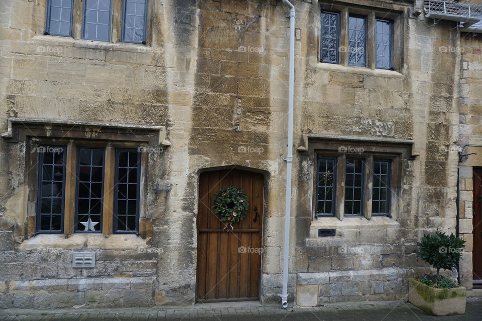 Decorated Christmas Front Door in Chipping Campden 