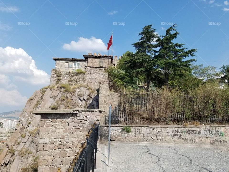 a side view of the castle in Ankara Turkey