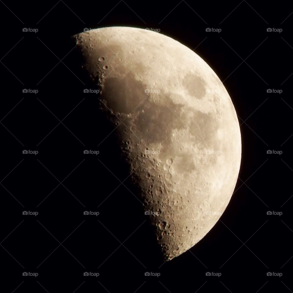 Moon at night. Partial moon at night