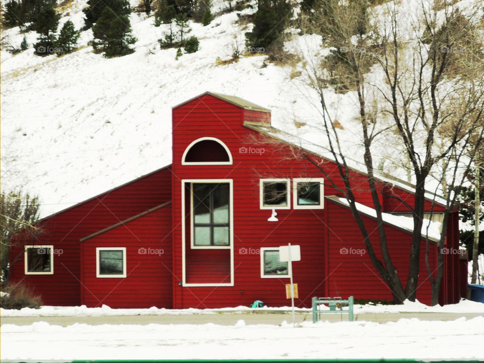 snow winter red white by oneeighteen