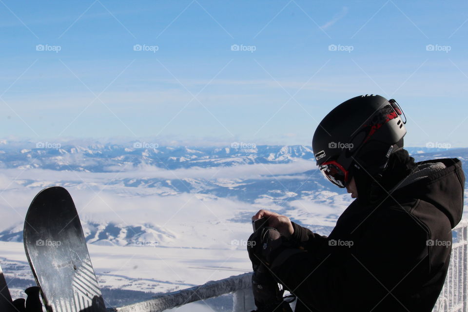 Snowboarder at Jackson Hole in Wyoming