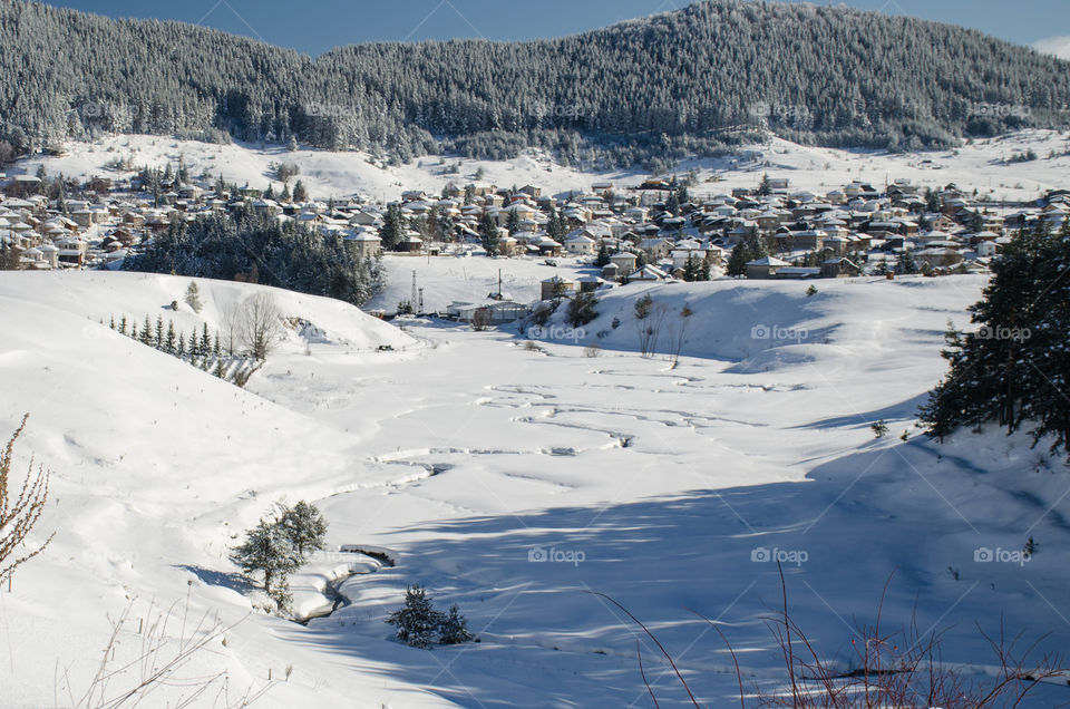 Winter landscape, Ravnogor Village, Bulgaria