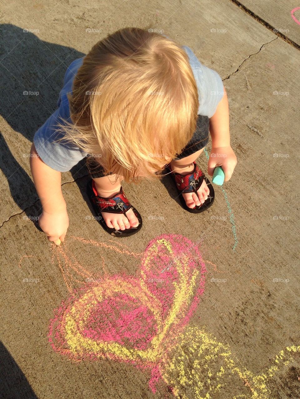 Chalking up the sidewalk 