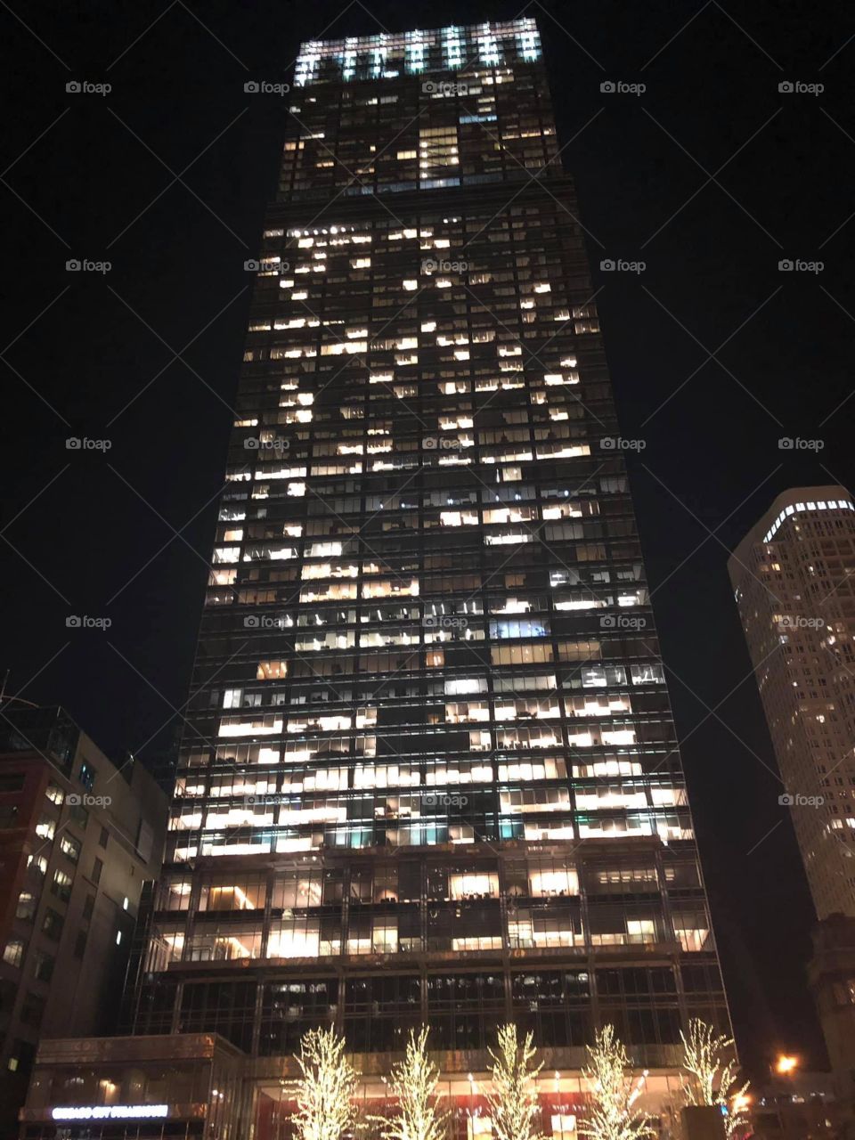 Pretty building at nighttime 