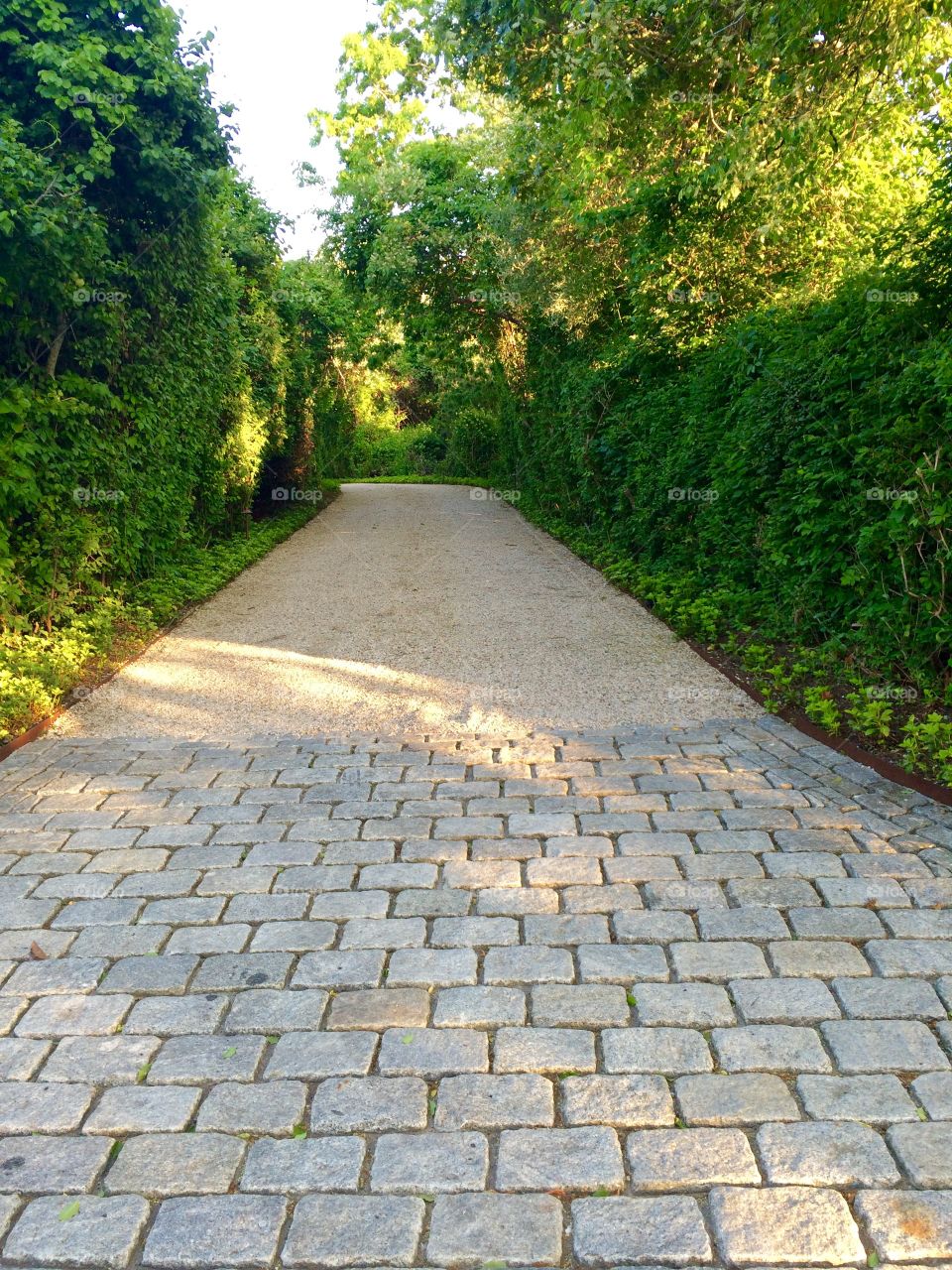 Stone Driveway. Stone and Belgian block driveway