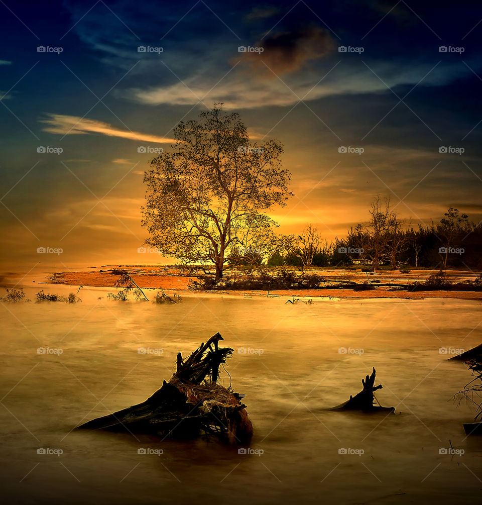 sunset at tanjung beach