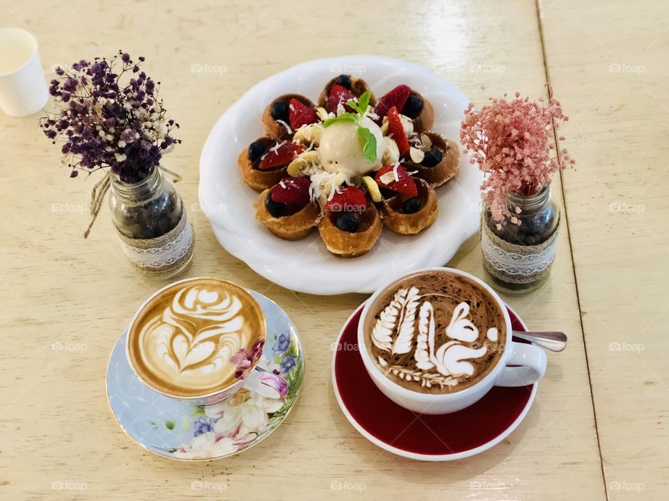 Coffee and waffles 